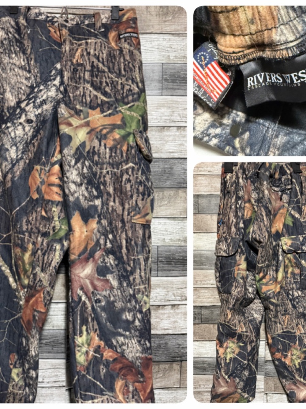 Rivers West H2P Camo Cargo Hunting Pants Fleece Lined Men’s L (Inseam 31.5)
